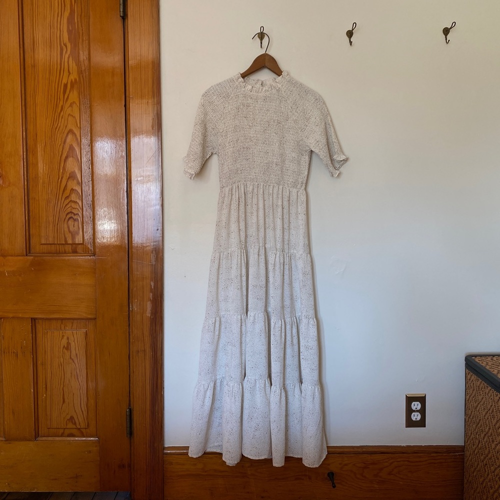 Boho White Dress with Shirring